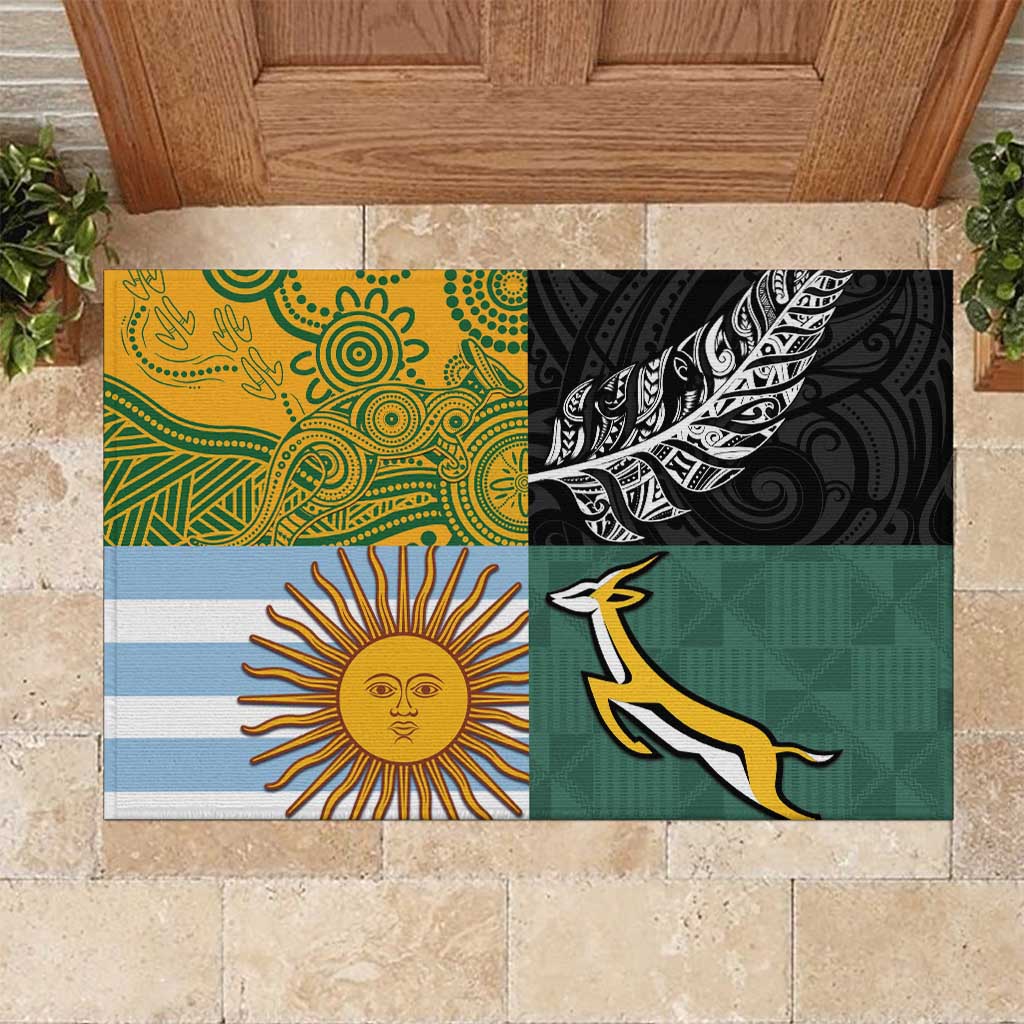 Rugby 2025 Championship Rubber Doormat Combination of Southern Hemisphere Countries - Aussie Hoodie