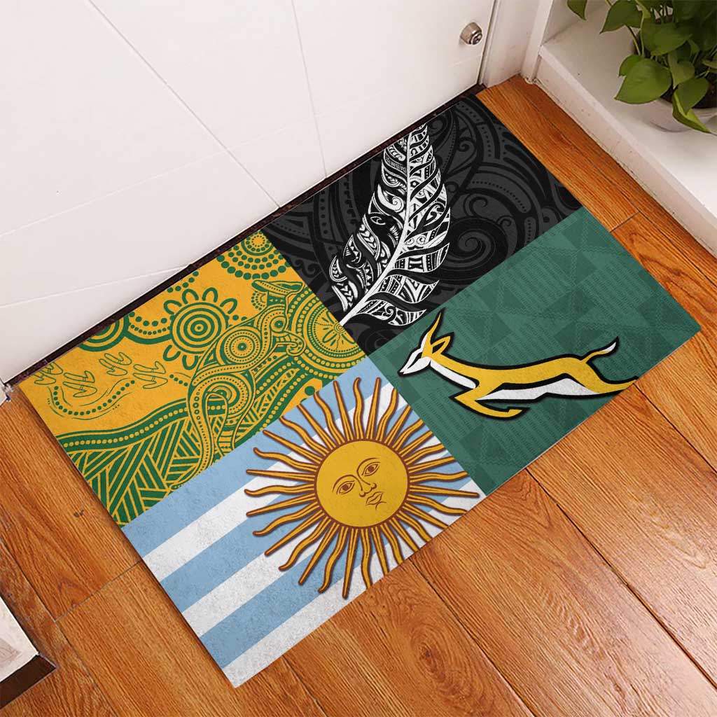 Rugby 2025 Championship Rubber Doormat Combination of Southern Hemisphere Countries - Aussie Hoodie