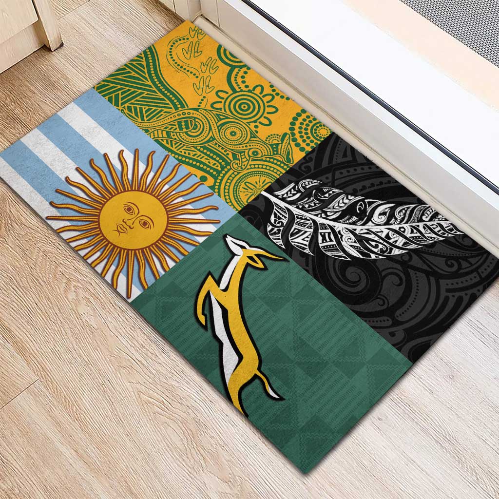Rugby 2025 Championship Rubber Doormat Combination of Southern Hemisphere Countries - Aussie Hoodie