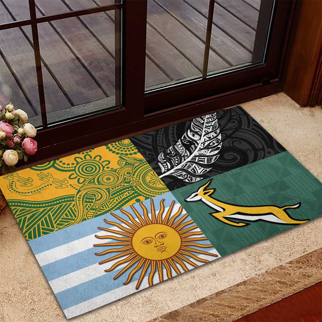 Rugby 2025 Championship Rubber Doormat Combination of Southern Hemisphere Countries - Aussie Hoodie