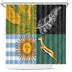 Rugby 2025 Championship Shower Curtain Combination of Southern Hemisphere Countries - Aussie Hoodie