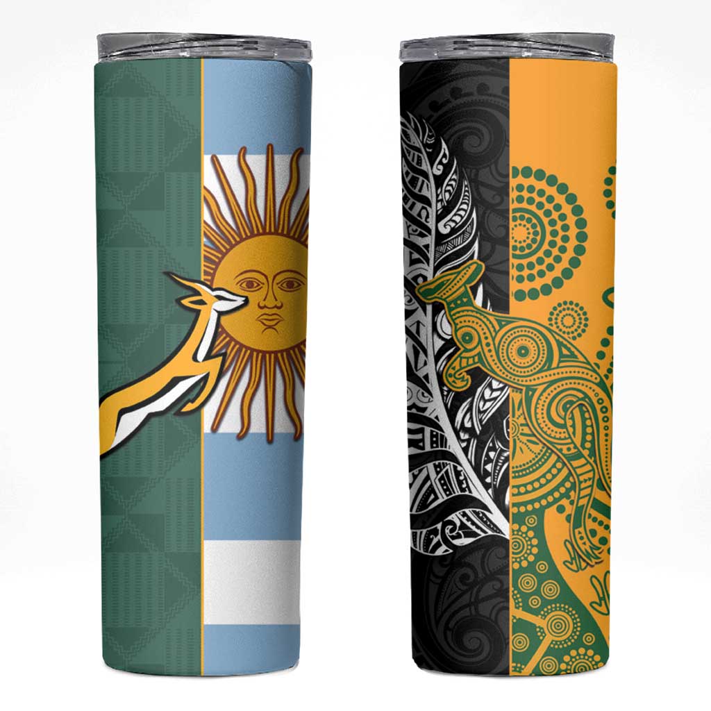 Rugby 2025 Championship Skinny Tumbler Combination of Southern Hemisphere Countries - Aussie Hoodie