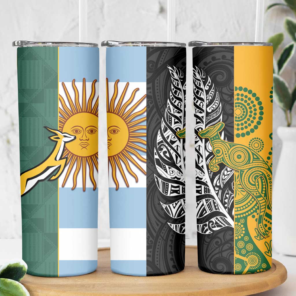 Rugby 2025 Championship Skinny Tumbler Combination of Southern Hemisphere Countries - Aussie Hoodie