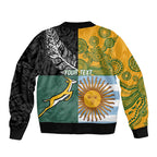 Personalised Rugby 2025 Championship Sleeve Zip Bomber Jacket Combination of Southern Hemisphere Countries - Aussie Hoodie
