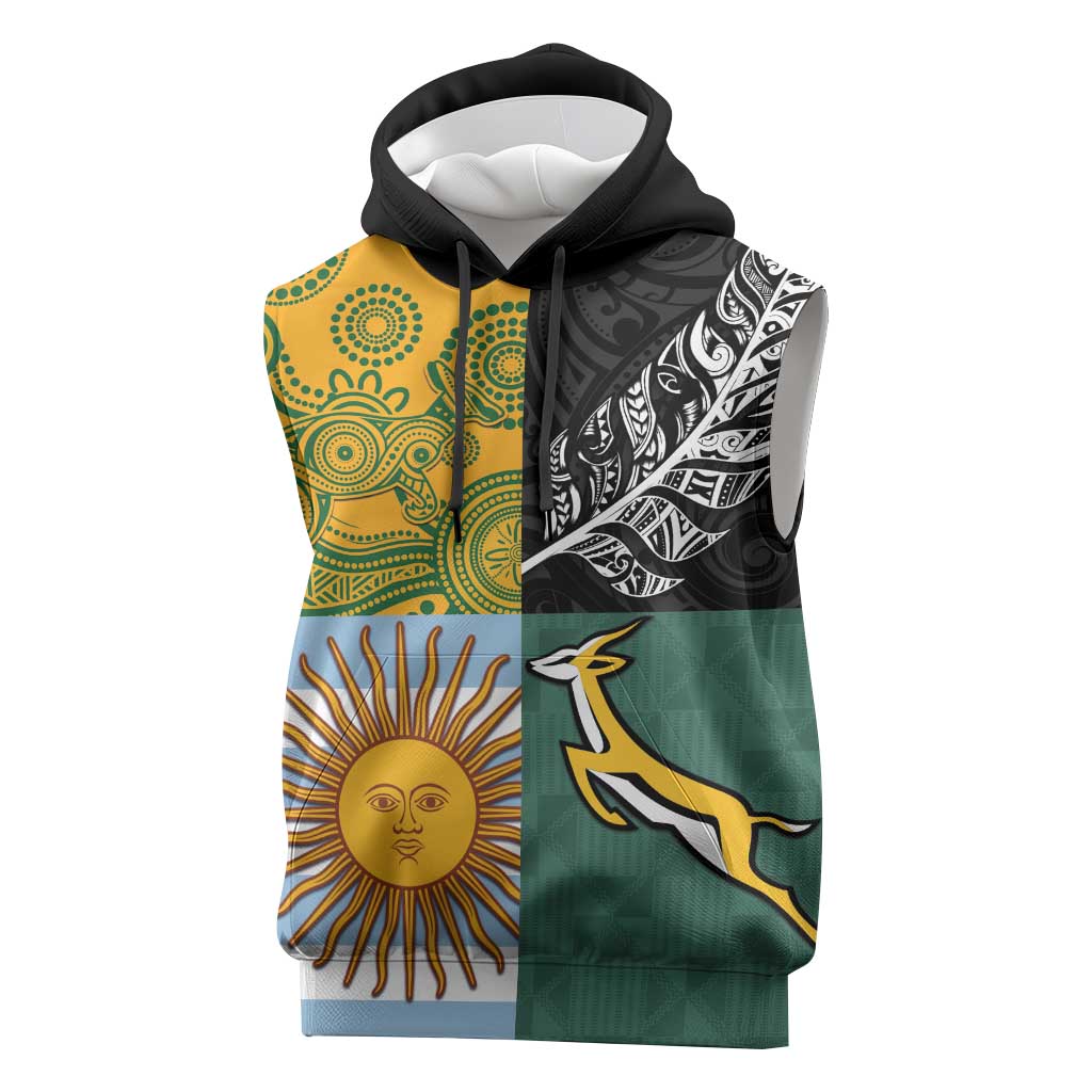 Personalised Rugby 2025 Championship Sleeveless Hoodie Combination of Southern Hemisphere Countries - Aussie Hoodie