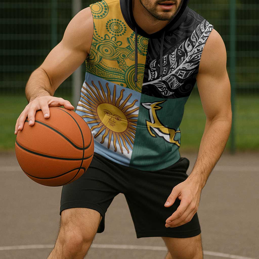Personalised Rugby 2025 Championship Sleeveless Hoodie Combination of Southern Hemisphere Countries - Aussie Hoodie