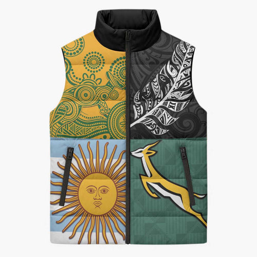 Personalised Rugby 2025 Championship Sleeveless Puffer Jacket Combination of Southern Hemisphere Countries - Aussie Hoodie