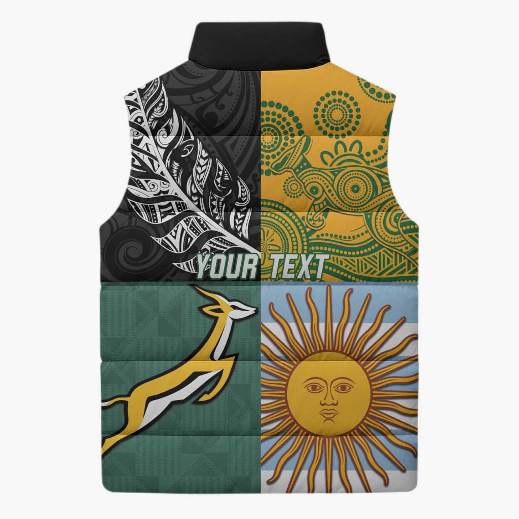Personalised Rugby 2025 Championship Sleeveless Puffer Jacket Combination of Southern Hemisphere Countries - Aussie Hoodie
