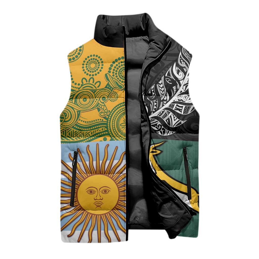 Personalised Rugby 2025 Championship Sleeveless Puffer Jacket Combination of Southern Hemisphere Countries - Aussie Hoodie
