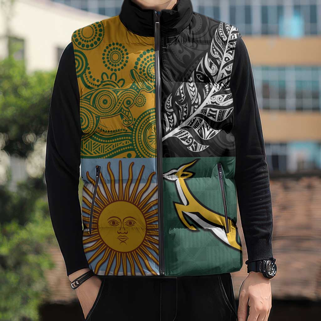 Personalised Rugby 2025 Championship Sleeveless Puffer Jacket Combination of Southern Hemisphere Countries - Aussie Hoodie