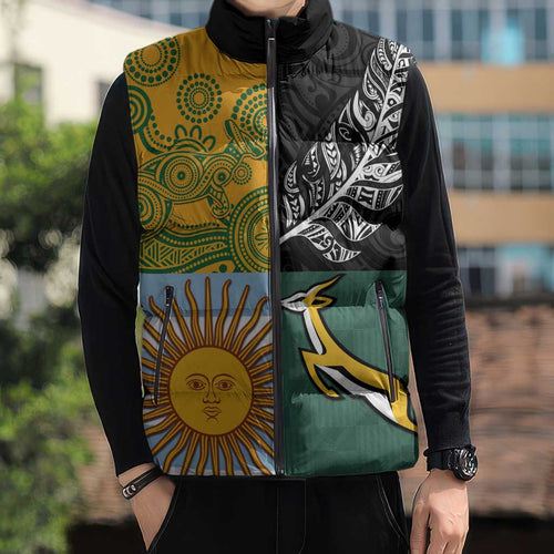 Personalised Rugby 2025 Championship Sleeveless Puffer Jacket Combination of Southern Hemisphere Countries - Aussie Hoodie