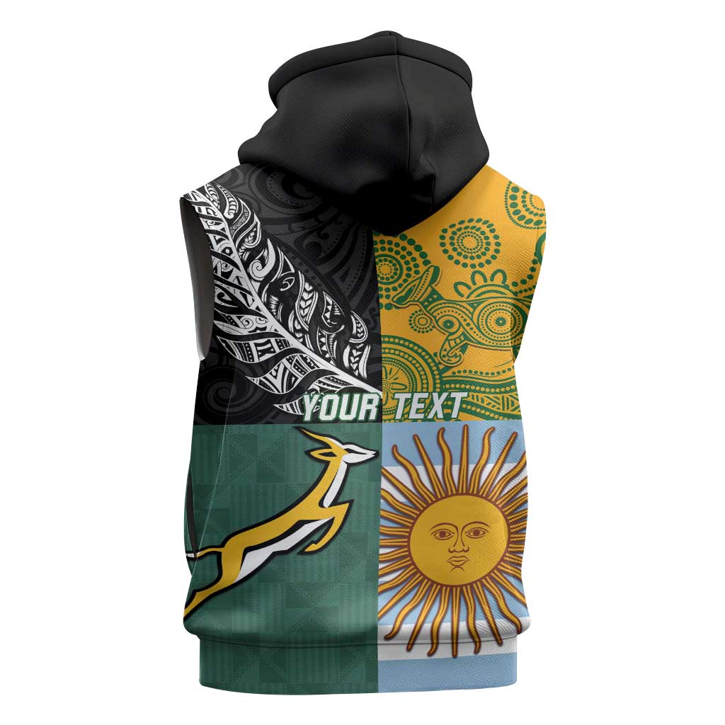 Personalised Rugby 2025 Championship Sleeveless Zip Hoodie Combination of Southern Hemisphere Countries LT14