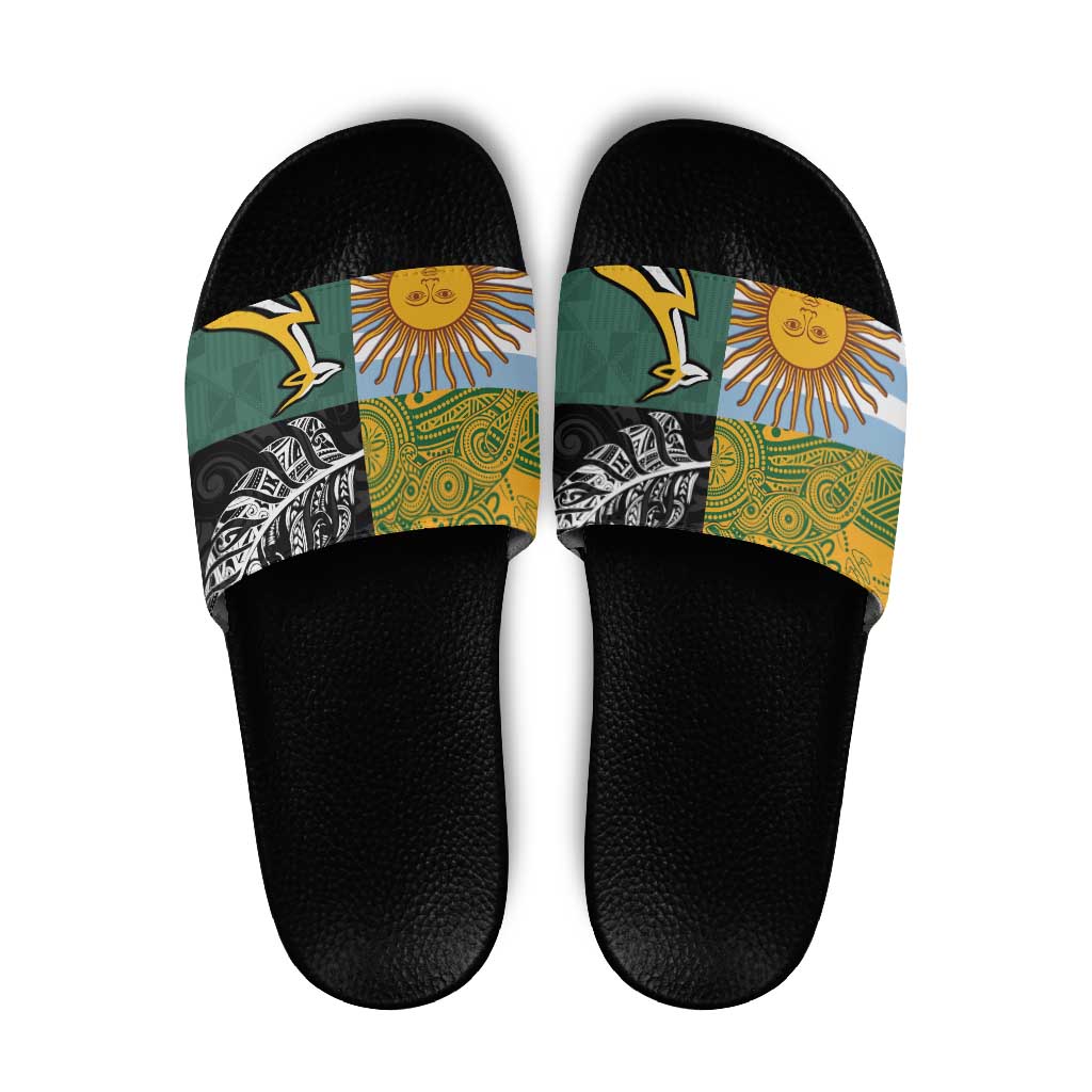 Rugby 2025 Championship Slide Sandals Combination of Southern Hemisphere Countries - Aussie Hoodie