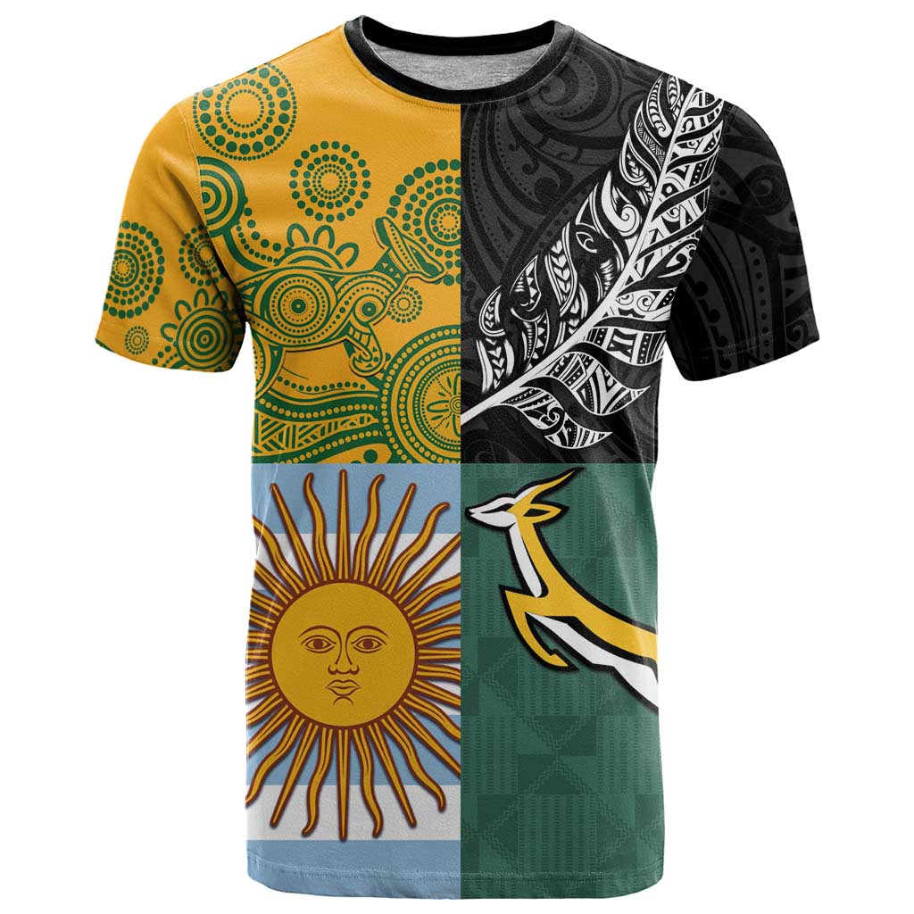 Personalised Rugby 2025 Championship T Shirt Combination of Southern Hemisphere Countries - Aussie Hoodie