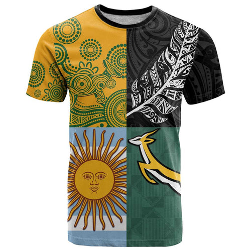 Personalised Rugby 2025 Championship T Shirt Combination of Southern Hemisphere Countries - Aussie Hoodie