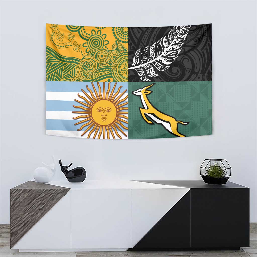 Rugby 2025 Championship Tapestry Combination of Southern Hemisphere Countries - Aussie Hoodie