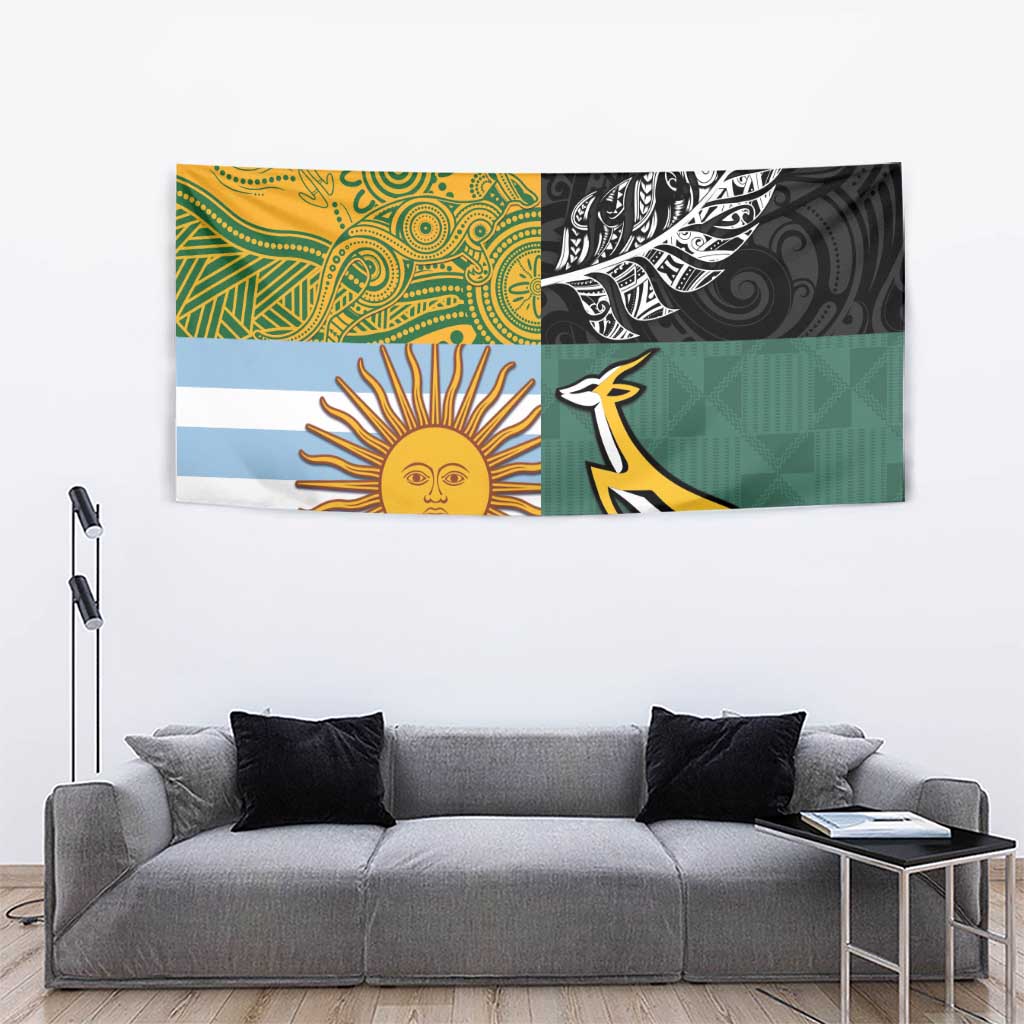 Rugby 2025 Championship Tapestry Combination of Southern Hemisphere Countries - Aussie Hoodie