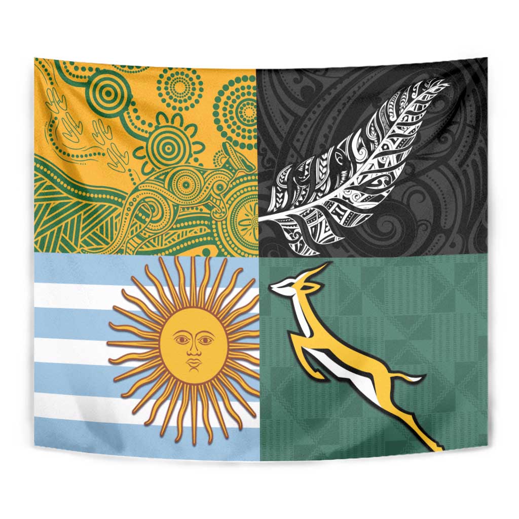 Rugby 2025 Championship Tapestry Combination of Southern Hemisphere Countries - Aussie Hoodie