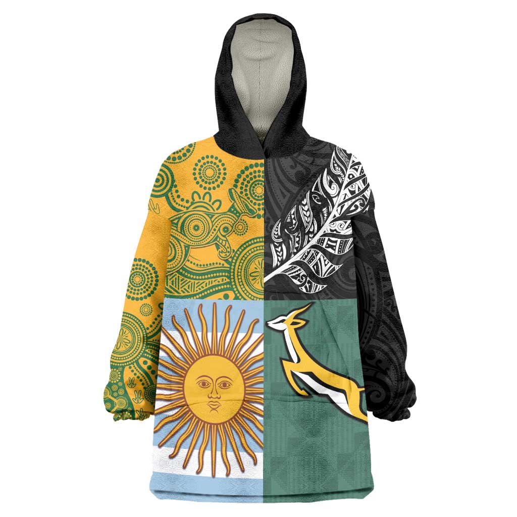 Personalised Rugby 2025 Championship Wearable Blanket Hoodie Combination of Southern Hemisphere Countries - Aussie Hoodie