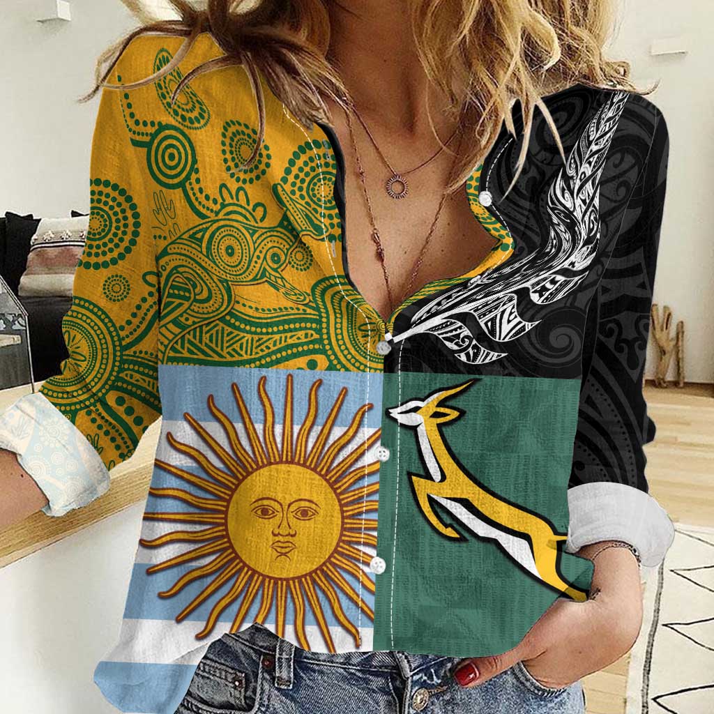 Personalised Rugby 2025 Championship Women Casual Shirt Combination of Southern Hemisphere Countries - Aussie Hoodie