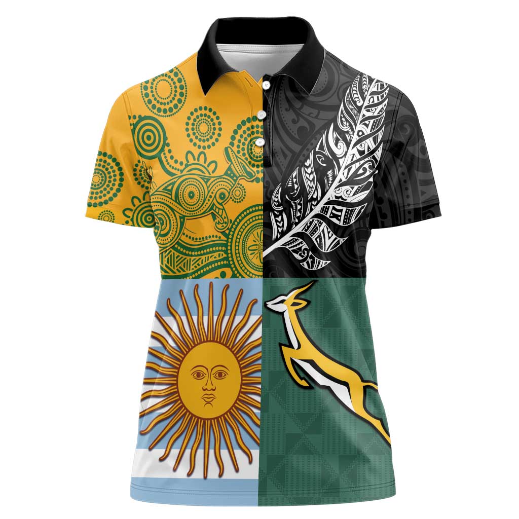 Personalised Rugby 2025 Championship Women Polo Shirt Combination of Southern Hemisphere Countries - Aussie Hoodie