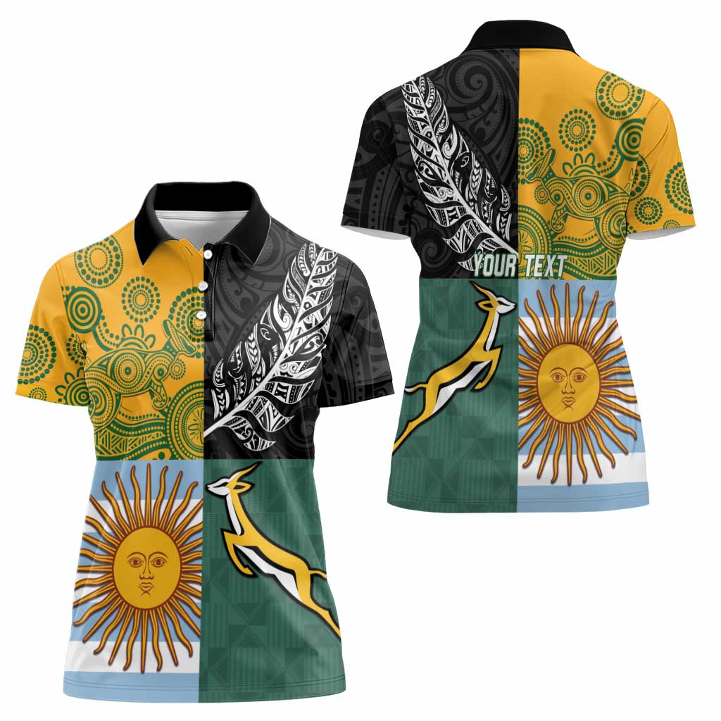 Personalised Rugby 2025 Championship Women Polo Shirt Combination of Southern Hemisphere Countries - Aussie Hoodie