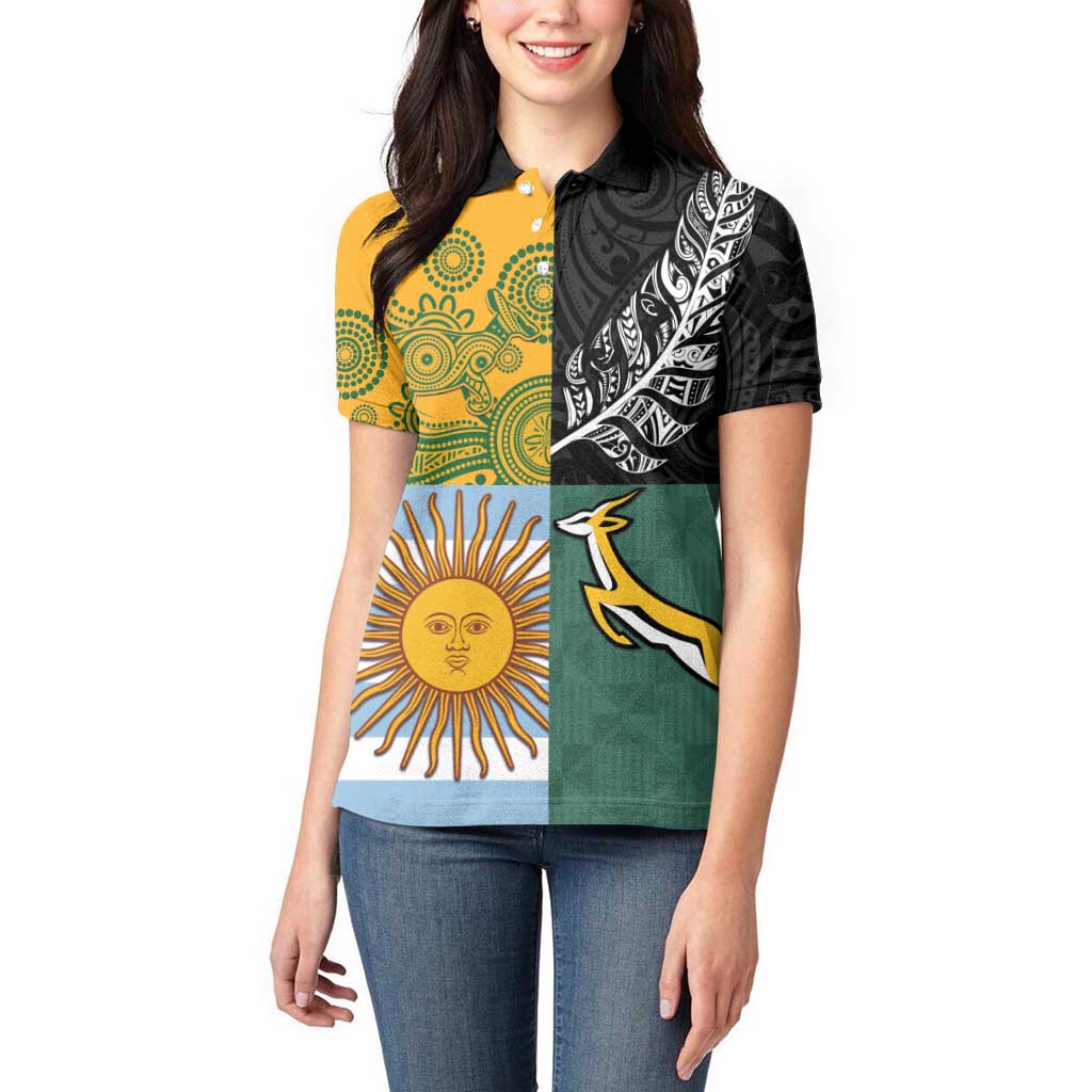 Personalised Rugby 2025 Championship Women Polo Shirt Combination of Southern Hemisphere Countries - Aussie Hoodie