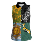 Personalised Rugby 2025 Championship Women Sleeveless Polo Shirt Combination of Southern Hemisphere Countries - Aussie Hoodie