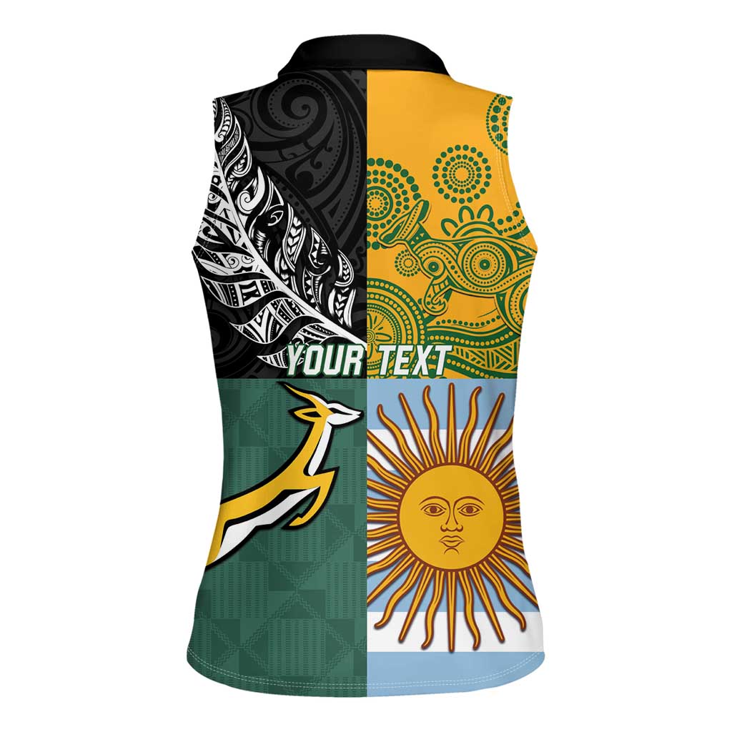 Personalised Rugby 2025 Championship Women Sleeveless Polo Shirt Combination of Southern Hemisphere Countries - Aussie Hoodie