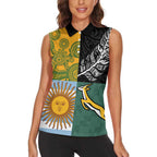 Personalised Rugby 2025 Championship Women Sleeveless Polo Shirt Combination of Southern Hemisphere Countries - Aussie Hoodie