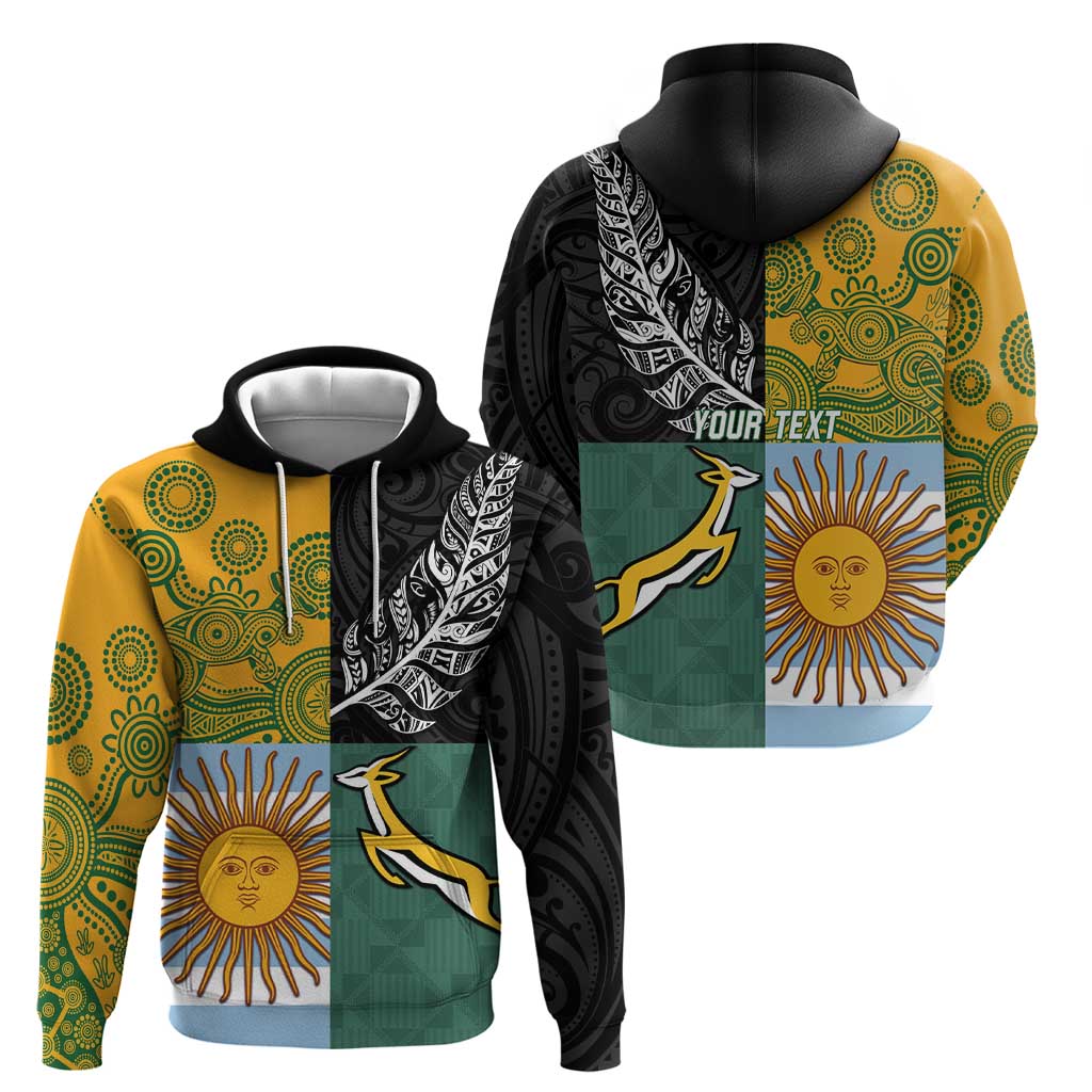 Personalised Rugby 2025 Championship Zip Hoodie Combination of Southern Hemisphere Countries - Aussie Hoodie
