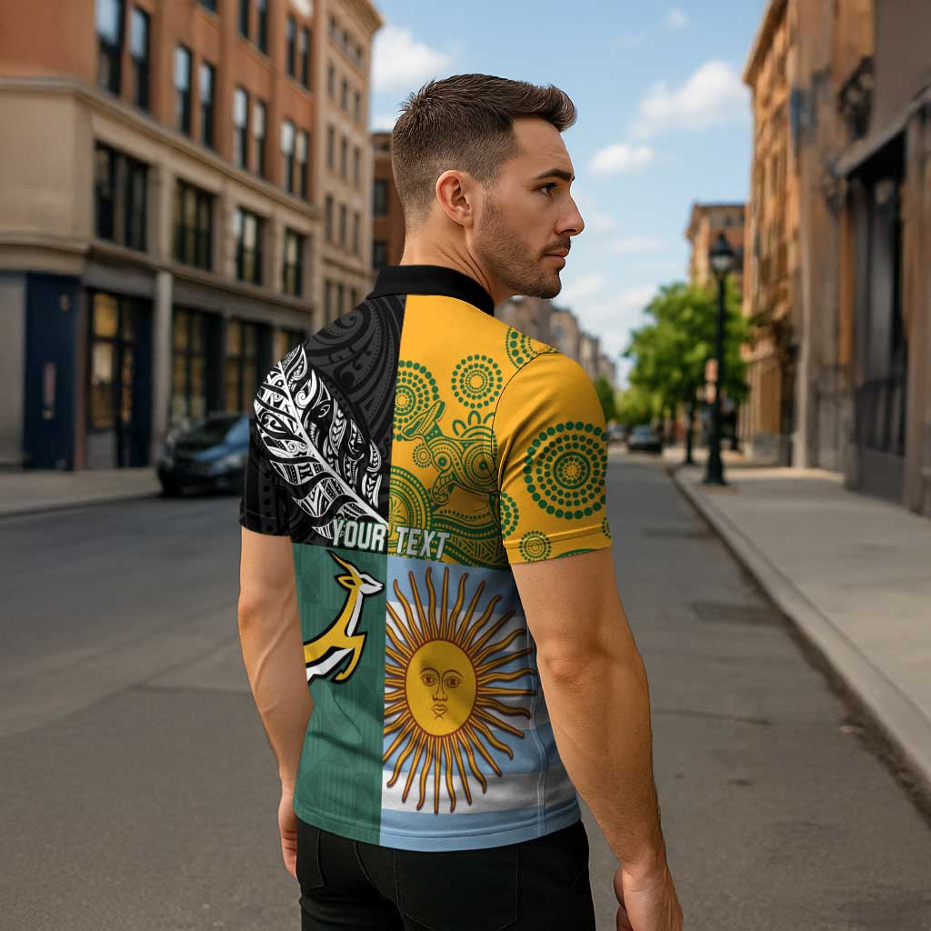 Personalised Rugby 2025 Championship Zipper Polo Shirt Combination of Southern Hemisphere Countries - Aussie Hoodie