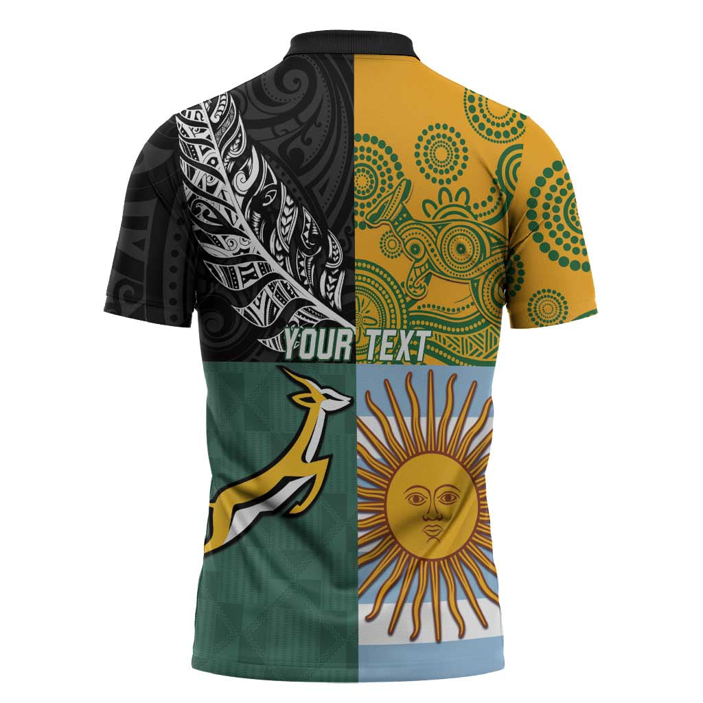 Personalised Rugby 2025 Championship Zipper Polo Shirt Combination of Southern Hemisphere Countries - Aussie Hoodie