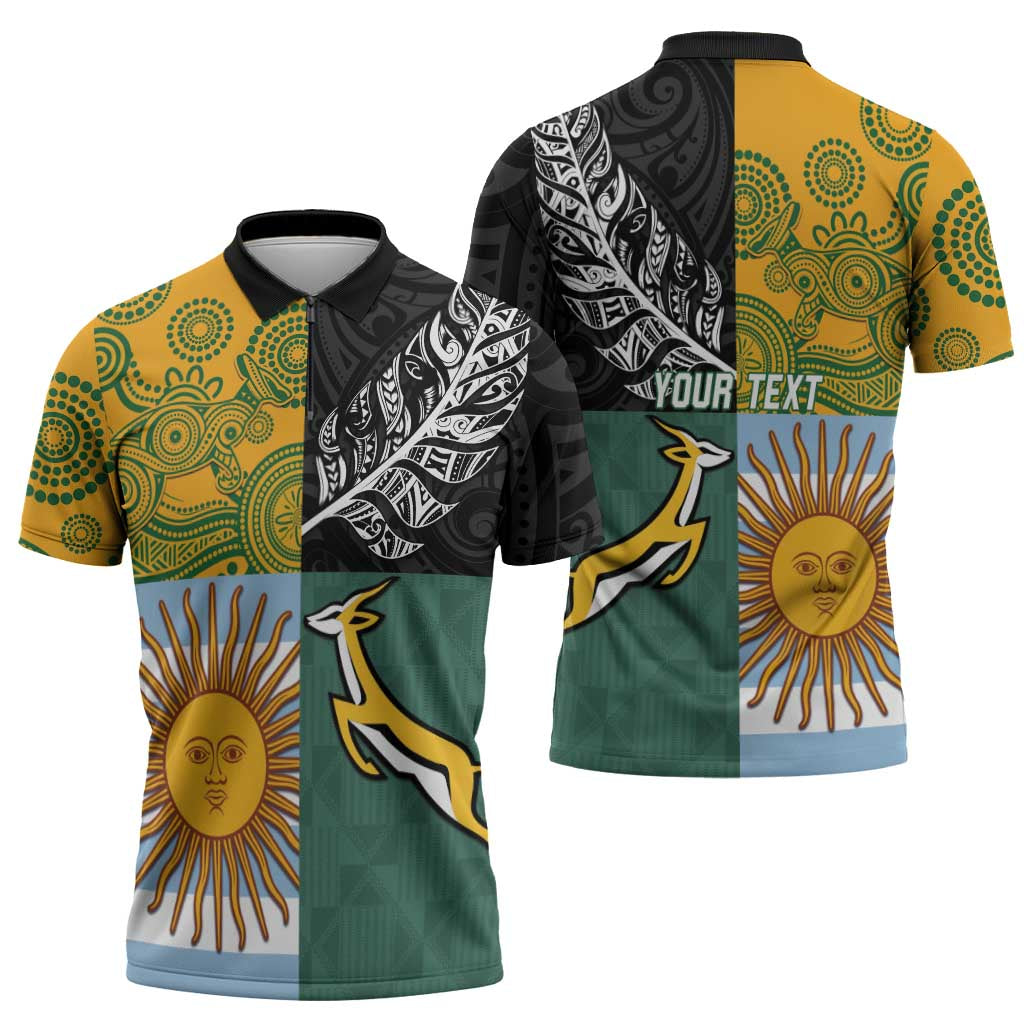 Personalised Rugby 2025 Championship Zipper Polo Shirt Combination of Southern Hemisphere Countries - Aussie Hoodie
