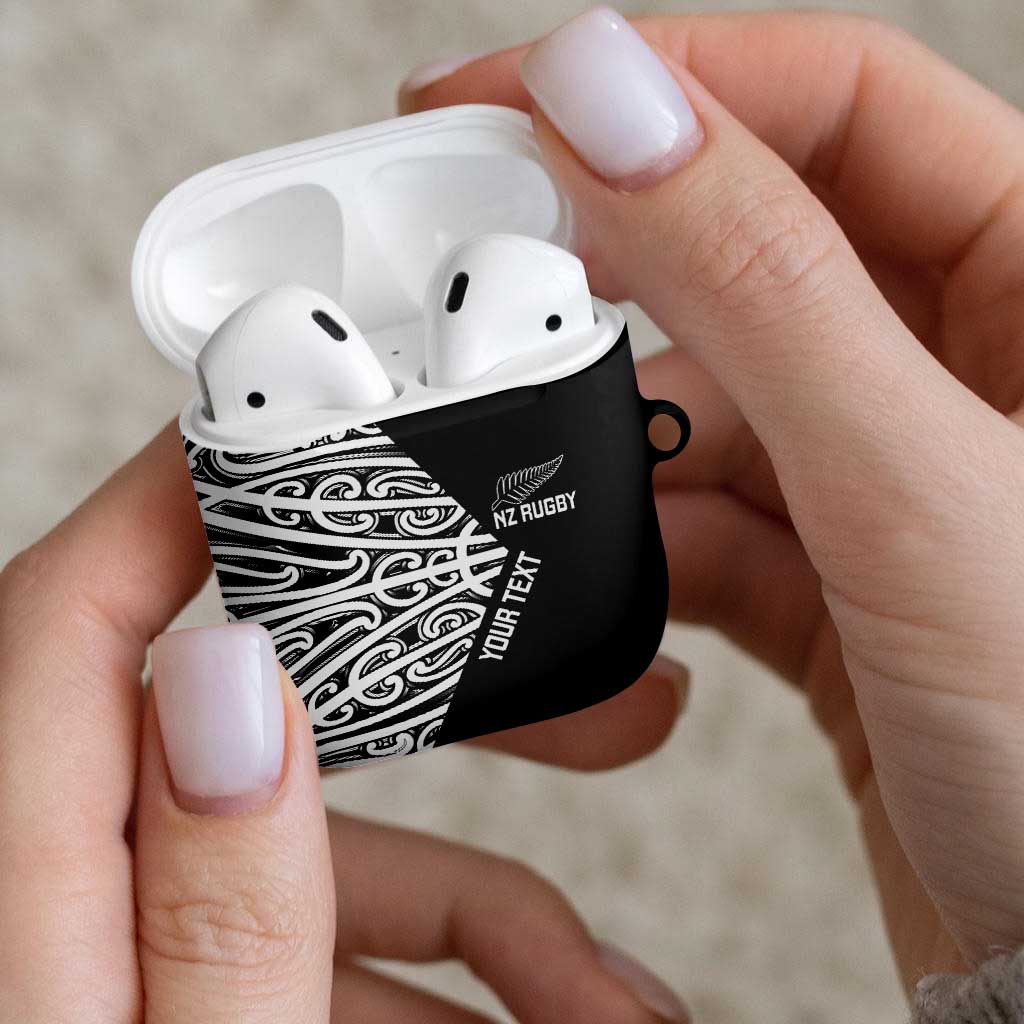 New Zealand Silver Fern Rugby Custom AirPods Case Maori Koru Go Black Fern - Aussie Hoodie
