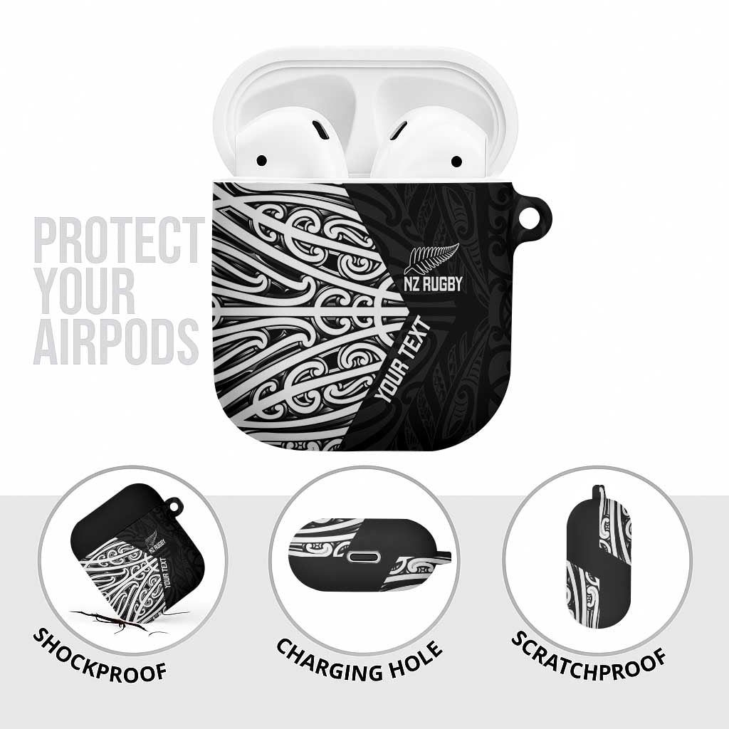 New Zealand Silver Fern Rugby Custom AirPods Case Maori Koru Go Black Fern - Aussie Hoodie