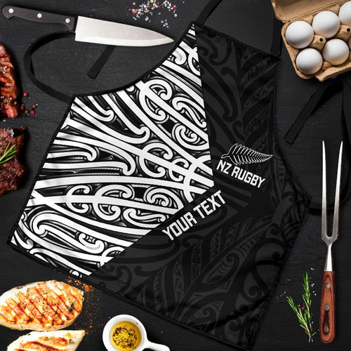 New Zealand Silver Fern Rugby Custom Apron Maori Koru Go Black Fern - Aussie Hoodie