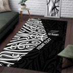 New Zealand Silver Fern Rugby Custom Area Rug Maori Koru Go Black Fern - Aussie Hoodie