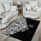 New Zealand Silver Fern Rugby Custom Area Rug Maori Koru Go Black Fern - Aussie Hoodie
