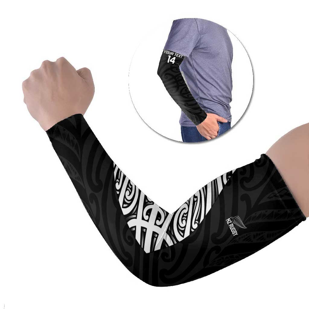 New Zealand Silver Fern Rugby Custom Arm Sleeves Maori Koru Go Black Fern - Aussie Hoodie