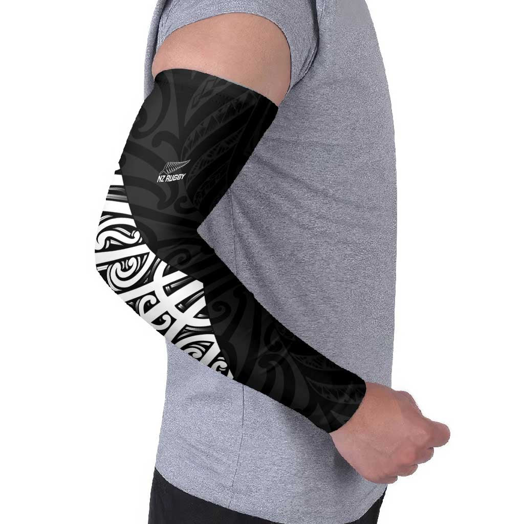 New Zealand Silver Fern Rugby Custom Arm Sleeves Maori Koru Go Black Fern - Aussie Hoodie