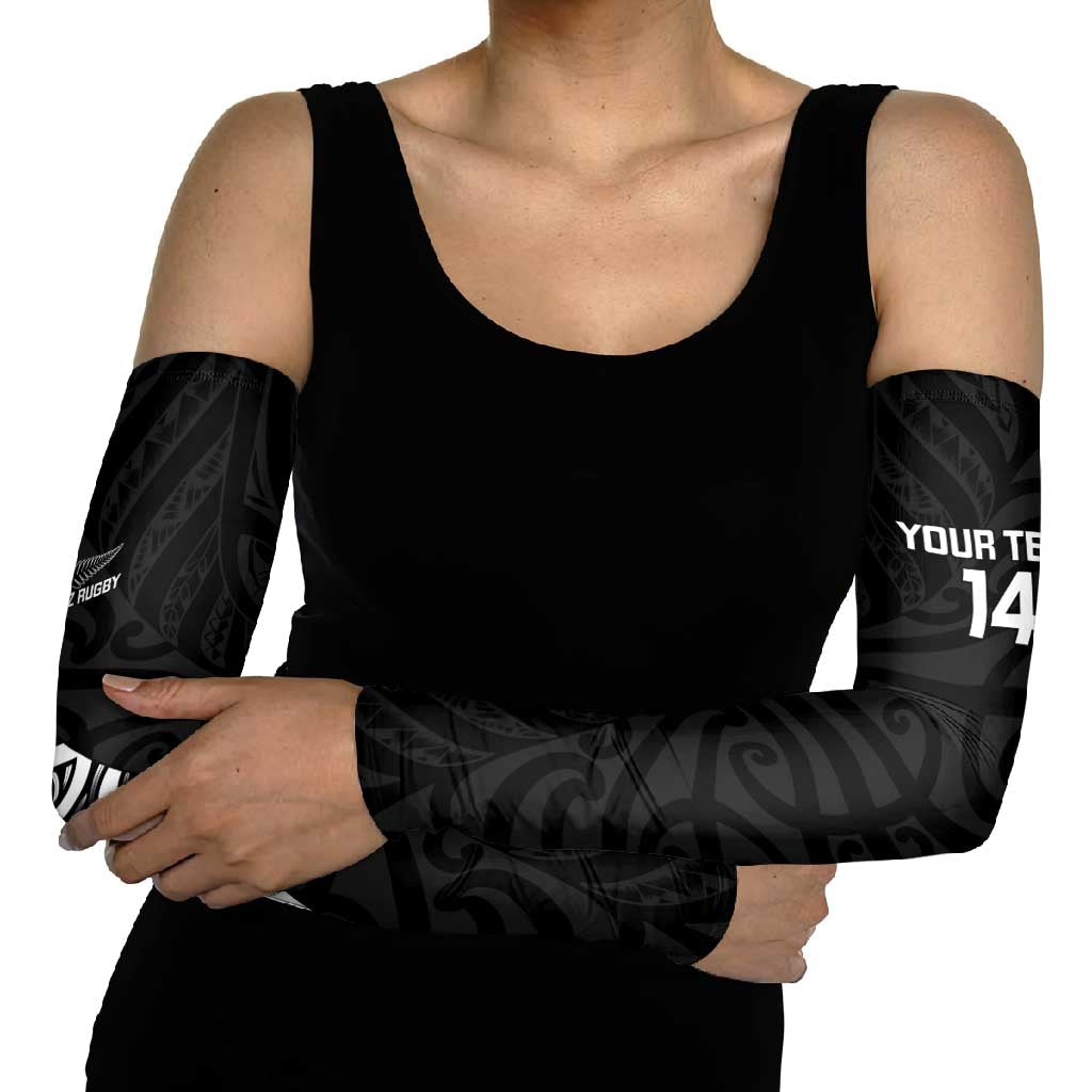 New Zealand Silver Fern Rugby Custom Arm Sleeves Maori Koru Go Black Fern - Aussie Hoodie