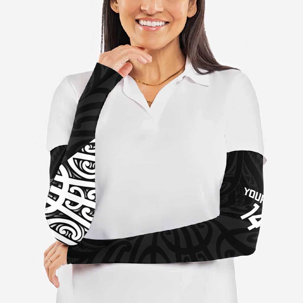 New Zealand Silver Fern Rugby Custom Arm Sleeves Maori Koru Go Black Fern - Aussie Hoodie