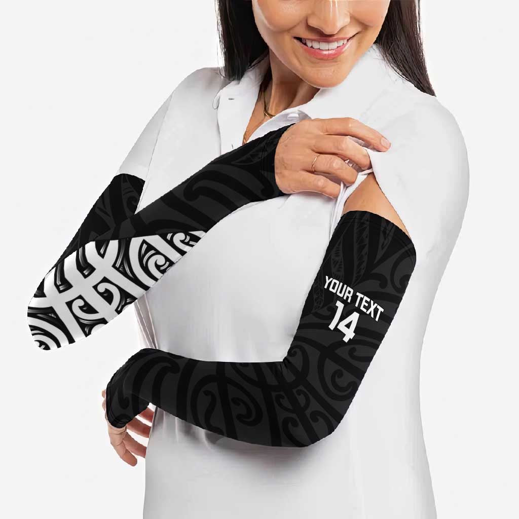 New Zealand Silver Fern Rugby Custom Arm Sleeves Maori Koru Go Black Fern - Aussie Hoodie