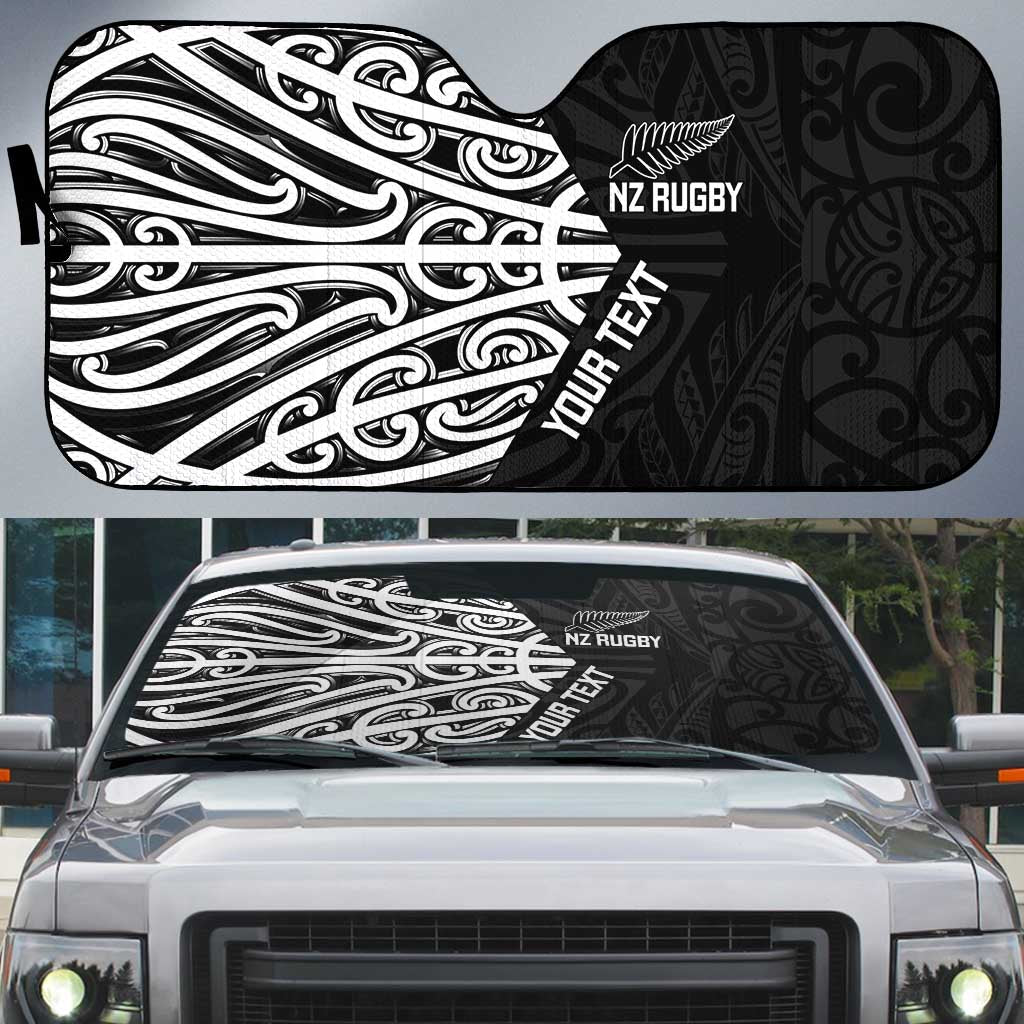 New Zealand Silver Fern Rugby Custom Auto Sun Shade Maori Koru Go Black Fern - Aussie Hoodie