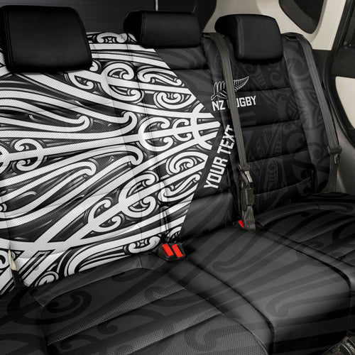 New Zealand Silver Fern Rugby Custom Back Car Seat Cover Maori Koru Go Black Fern - Aussie Hoodie