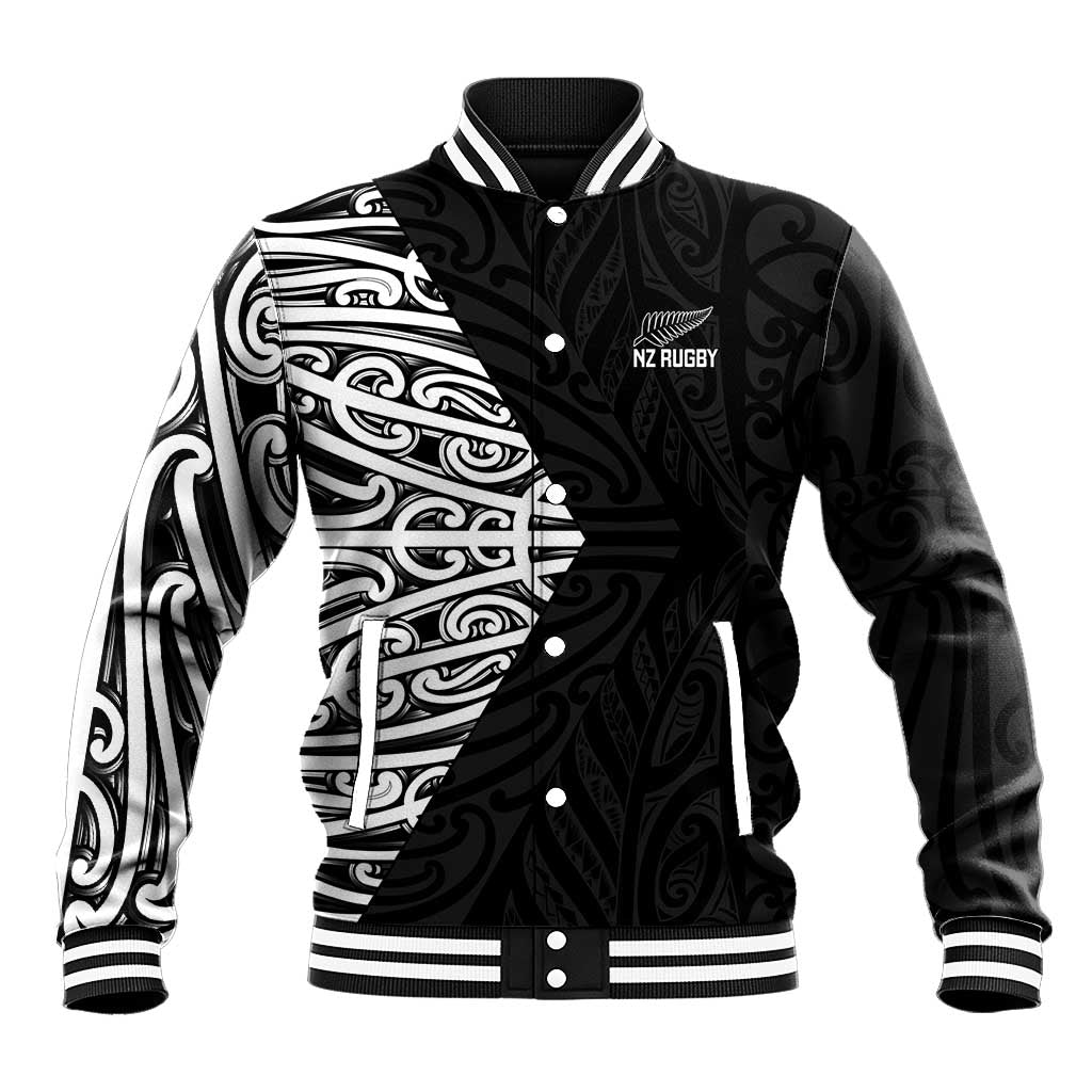 New Zealand Silver Fern Rugby Custom Baseball Jacket Maori Koru Go Black Fern - Aussie Hoodie