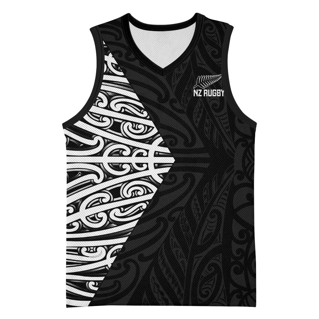 New Zealand Silver Fern Rugby Custom Basketball Jersey Maori Koru Go Black Fern - Aussie Hoodie