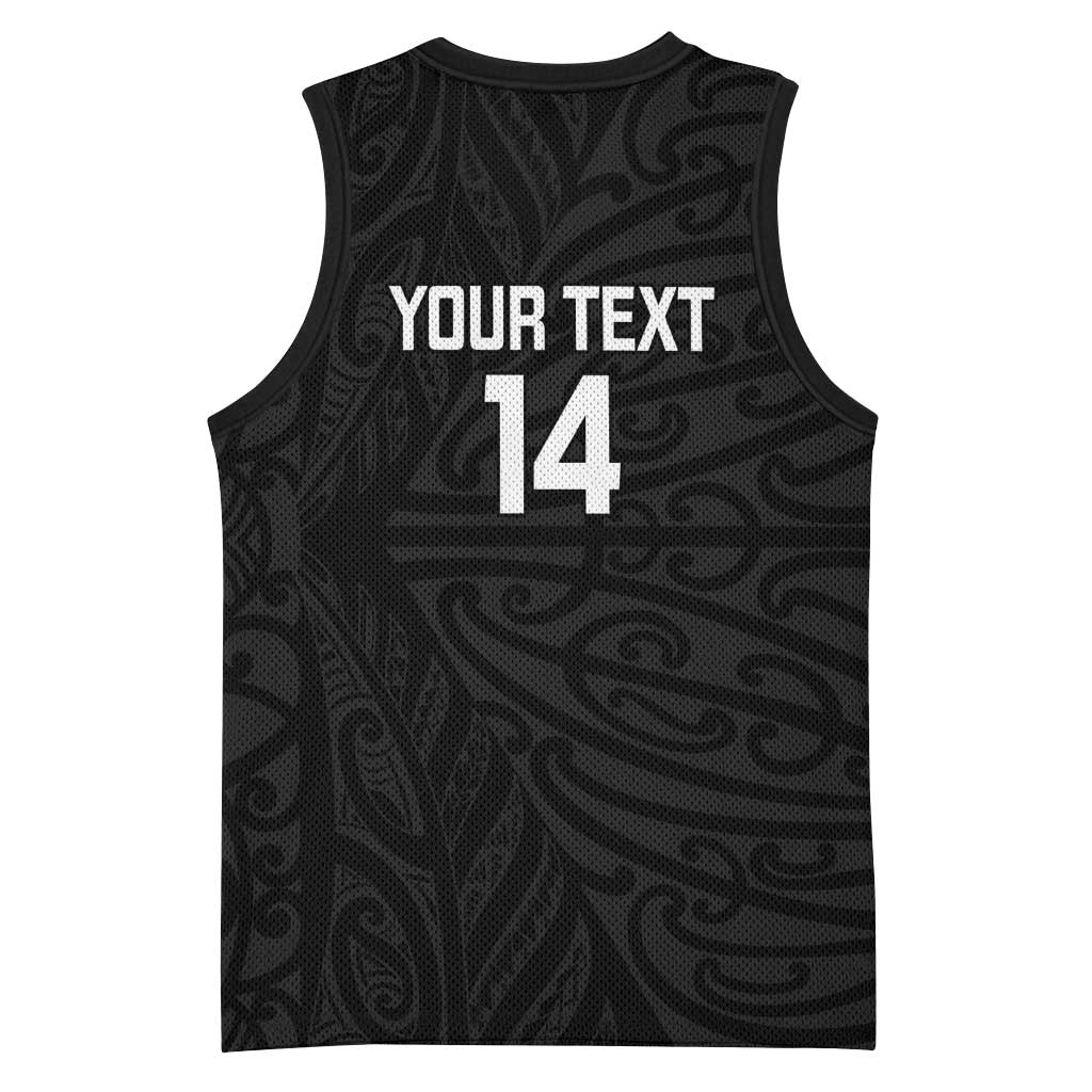 New Zealand Silver Fern Rugby Custom Basketball Jersey Maori Koru Go Black Fern - Aussie Hoodie
