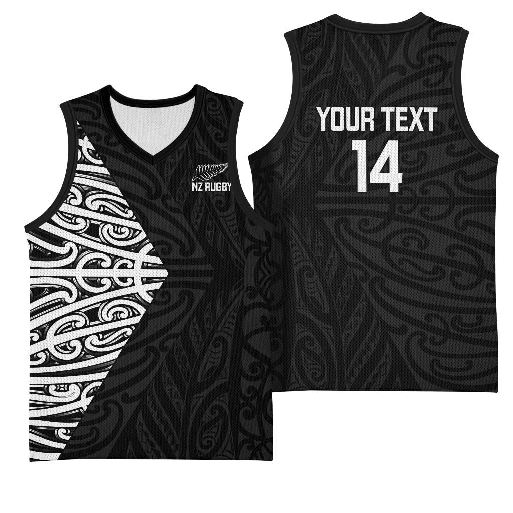 New Zealand Silver Fern Rugby Custom Basketball Jersey Maori Koru Go Black Fern - Aussie Hoodie